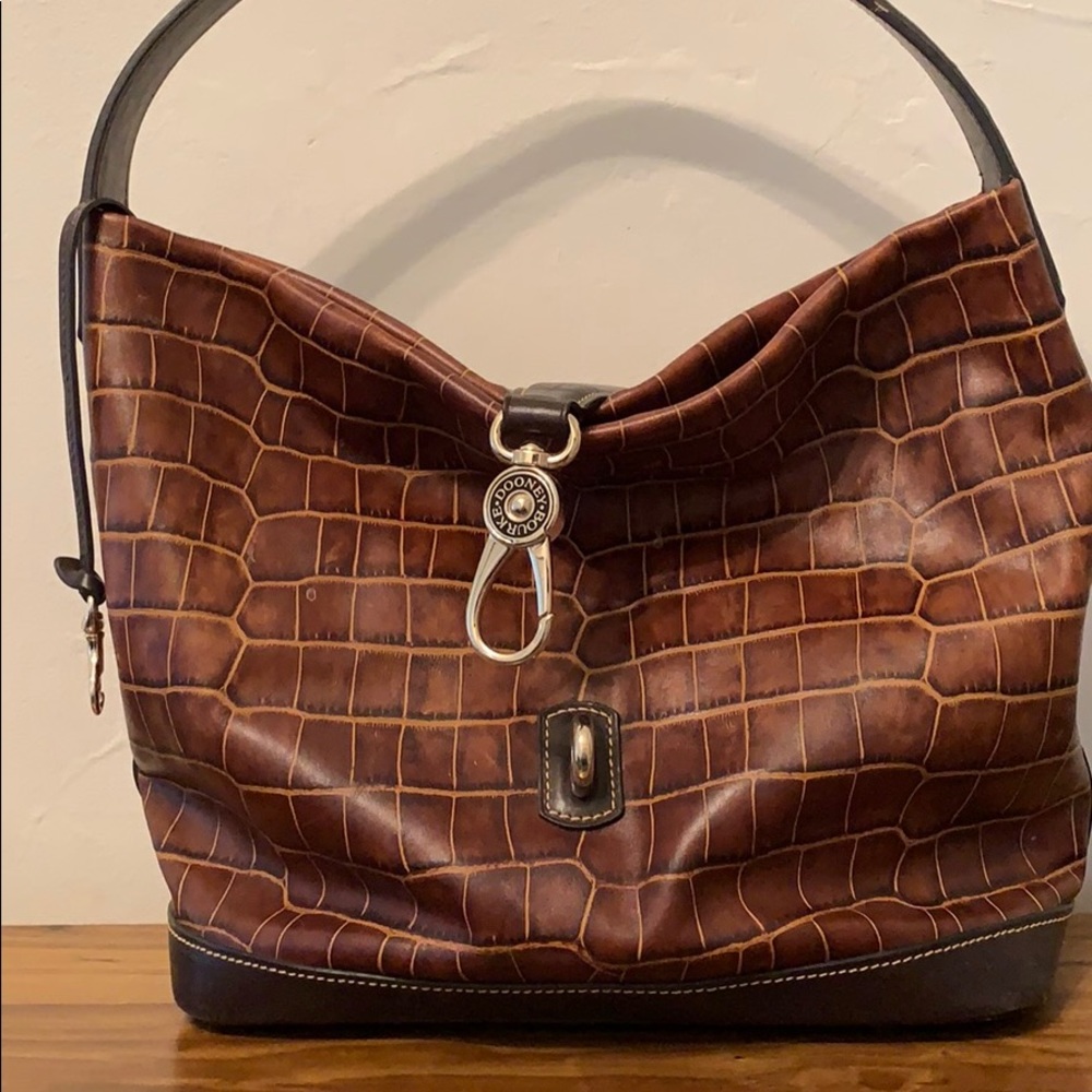 Dooney & Bourke Croco Emboss Satchel & makeup bag.